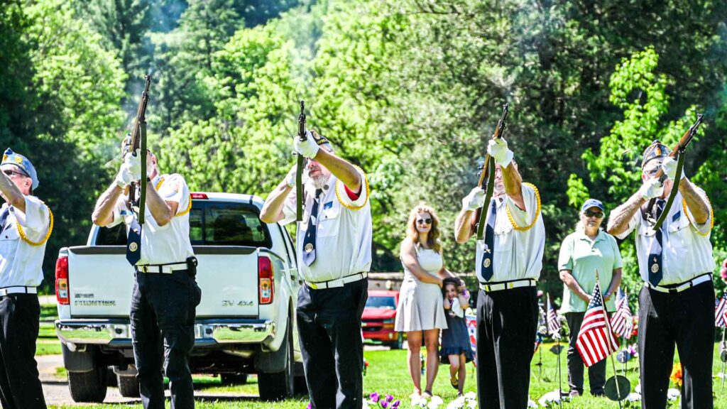 Memorial Service — (Daniella Langianese/Star News Photo) Members of the Bradford American Legion Post 108 performed a 21 gun salute during a ceremony for the fallen soldiers of war for Memorial Day at the Willow Dale Cemetery on Hedgehog Lane in Bradford.