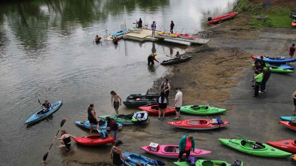 The start of Float the Allegheny Saturday at the Steam Valley kayak launch in Portville .(Rick Miller/Olean Star)