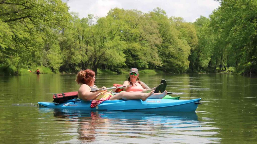 Alicia Pearl and Annabell Sisson Float the Allegheny on Saturday. (Rick Miller/Olean Star)
