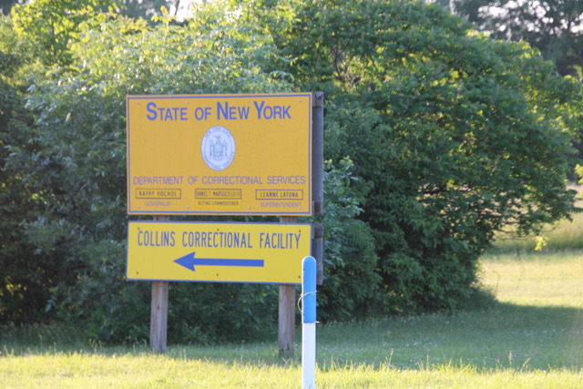 (Rick Miller/Olean Star) The sign to the Collins Correctional Facility on Route 62 in Gowanda. Assemblyman Joseph Giglio, R-Gowanda, hopes the prisons survives the possibility of closure.