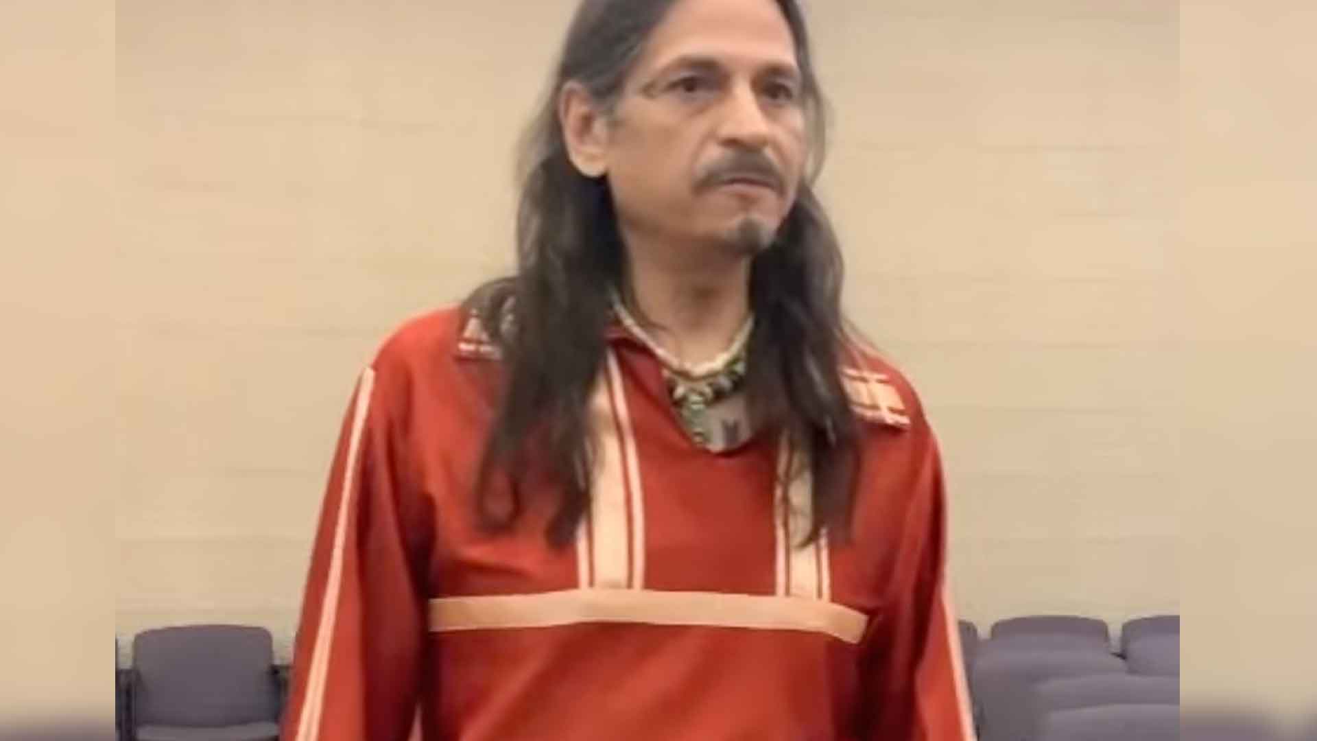 (City of Olean) Degawenodas, a Seneca Indian and founder of Defend Ohi:yo’ to protect the Allegheny River, asked Olean aldermen Tuesday what plans they had to prevent future sewage discharges into the river.