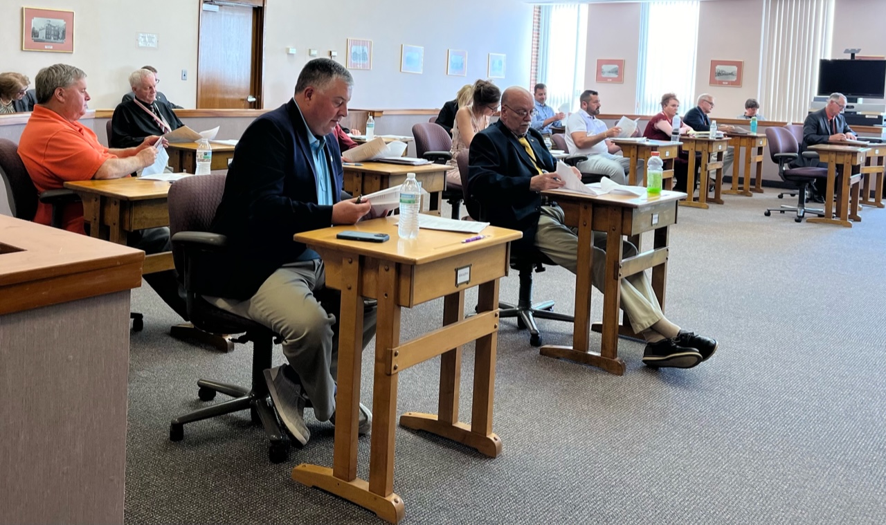 (Rick Miller/Olean Star) Cattaraugus County legislators during Wednesday’s session in the James J. Snyder Legislative Chamber at the County Center i9n Little Valley.
