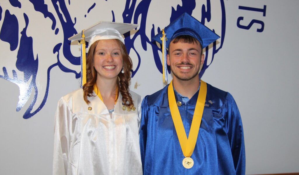 (Rick Miller/Olean Star)  Hinsdale Valedictorian Alexandria Goodyear and Salutatorian Caden Miller.