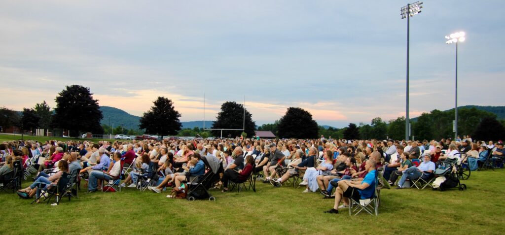 (Rick Miller/Olean Star)
Friday night lights. Parents and friends of Portville Central School seniors took over the school’s football field Friday to watch the annual Commencement Ceremony.