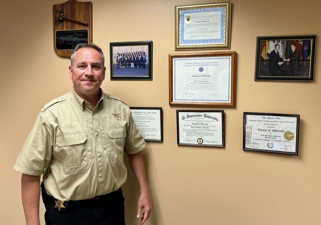 (Rick Miller/Olean Star) Cattaraugus County Sheriff Timothy S. Whitcomb will step down on Aug. 2, after 34 years in the Sheriff’s Office, the last 15 as sheriff.