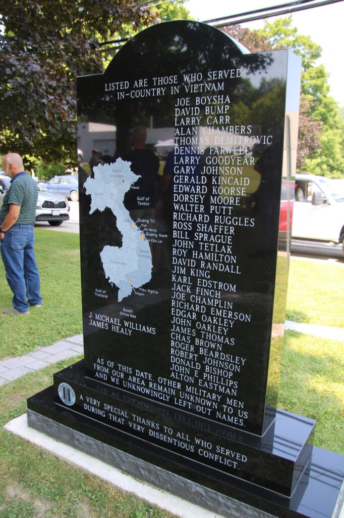 (Rick Miller/Olean Star)  The front of the Hinsdale Vietnam Memorial lists 30 local residents who served in the Vietnam War.