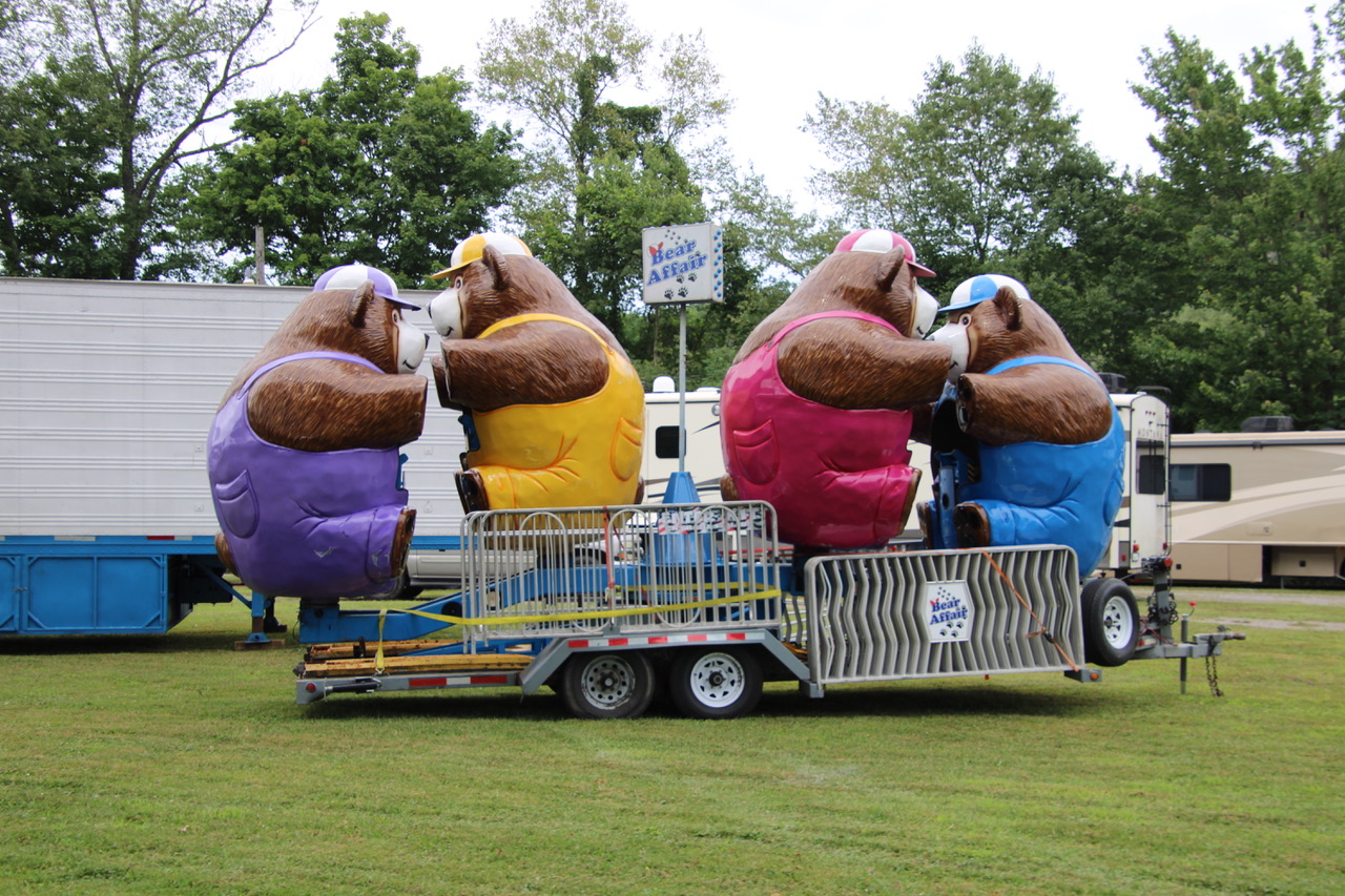 (Rick Miller/Olean Star) This is one of the first rides from Amusements of America to arrive at the Cattaraugus County Fairgrounds on Monday. The fair opens for an eight-day run on Saturday.