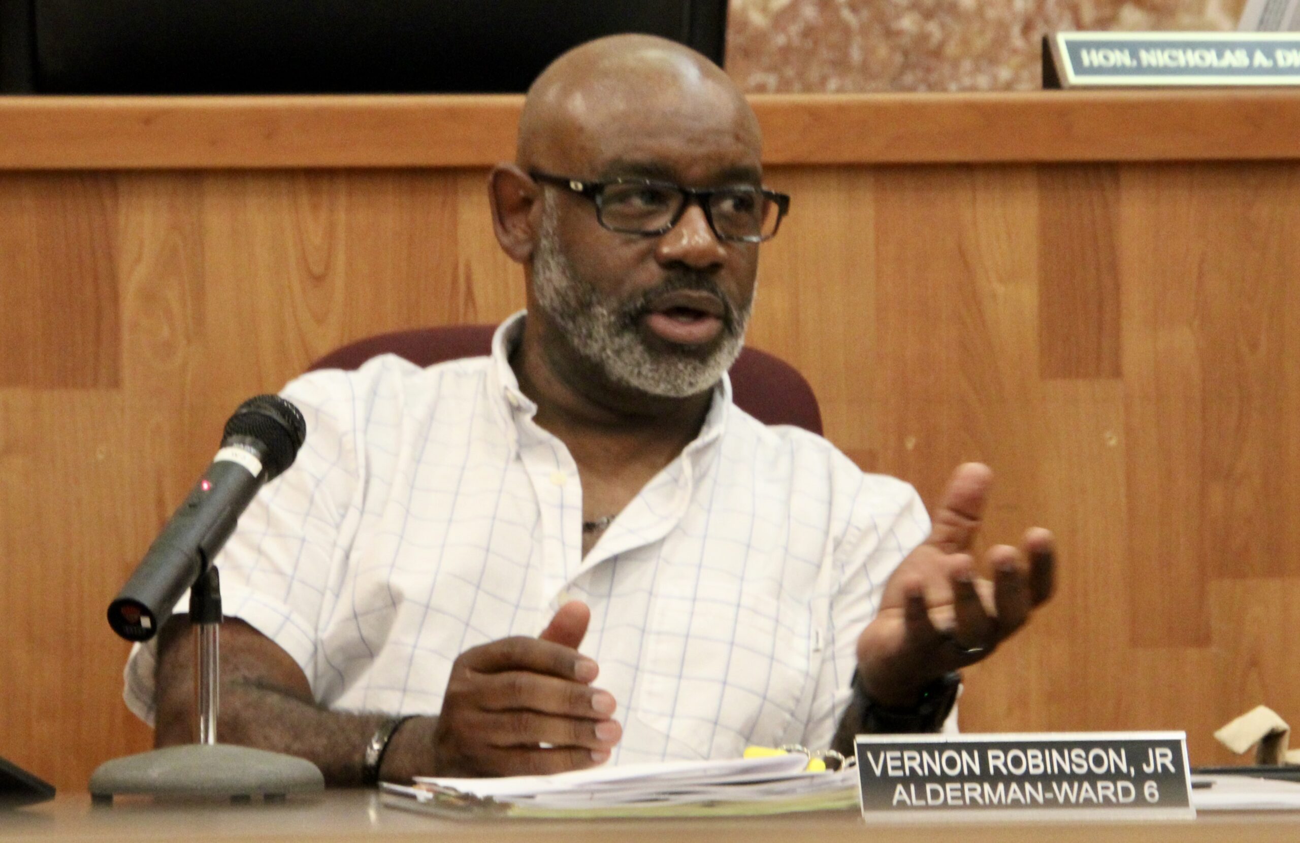 (Rick Miller/Olean Star) Ward 6 Alderman Vernon Robinson Jr., served as acting Olean Common Council president Tuesday in the absence of Alderman John Crawford, D-Ward 5. The council voted for a 40-year PILOT for a 60-unit People Inc., apartment complex.
