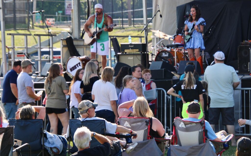 (Rick Miller/Olean Star) The Hootz filled in for Harper Grace, the American Idol alum who was stuck in Nashville, at the July 20 Southern Tier Wounded Warrior Concert in Bradner Stadium. More than 1,000 attended the concert.