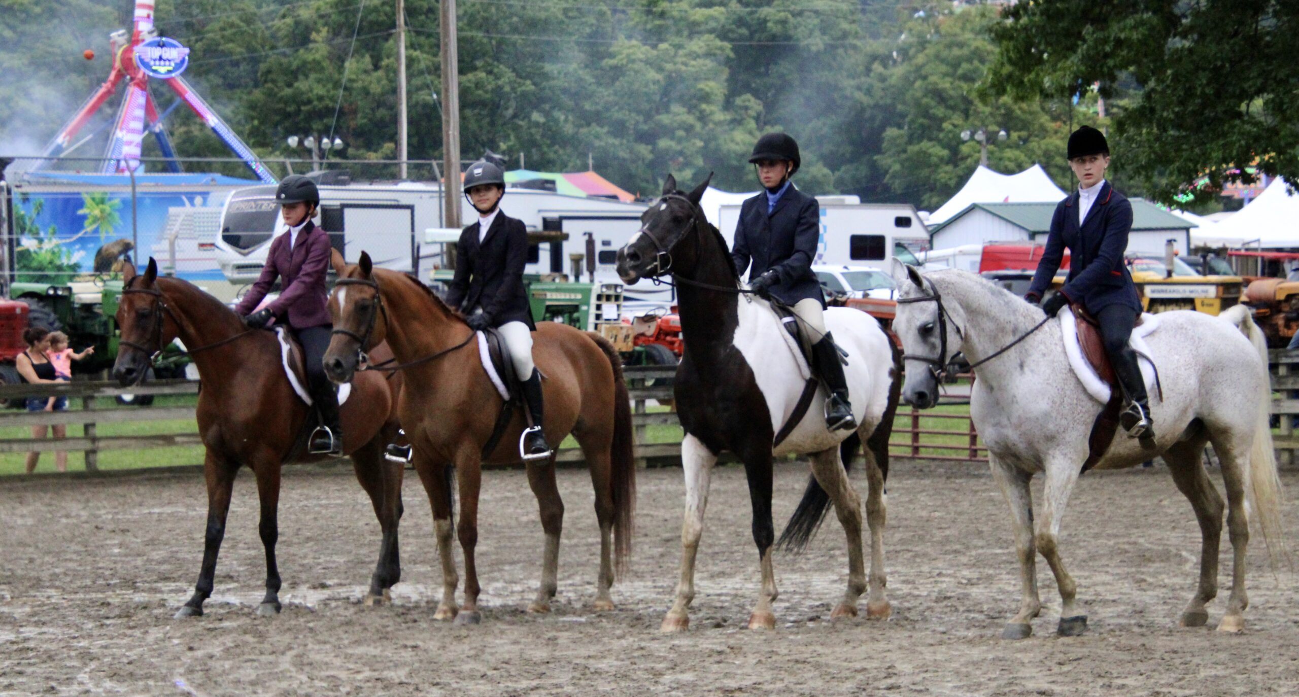 (Rick Miller/Olean Star) English Hunt Saddle competition in the 4-H horse ring at last week's Cattaraugus County Fair.