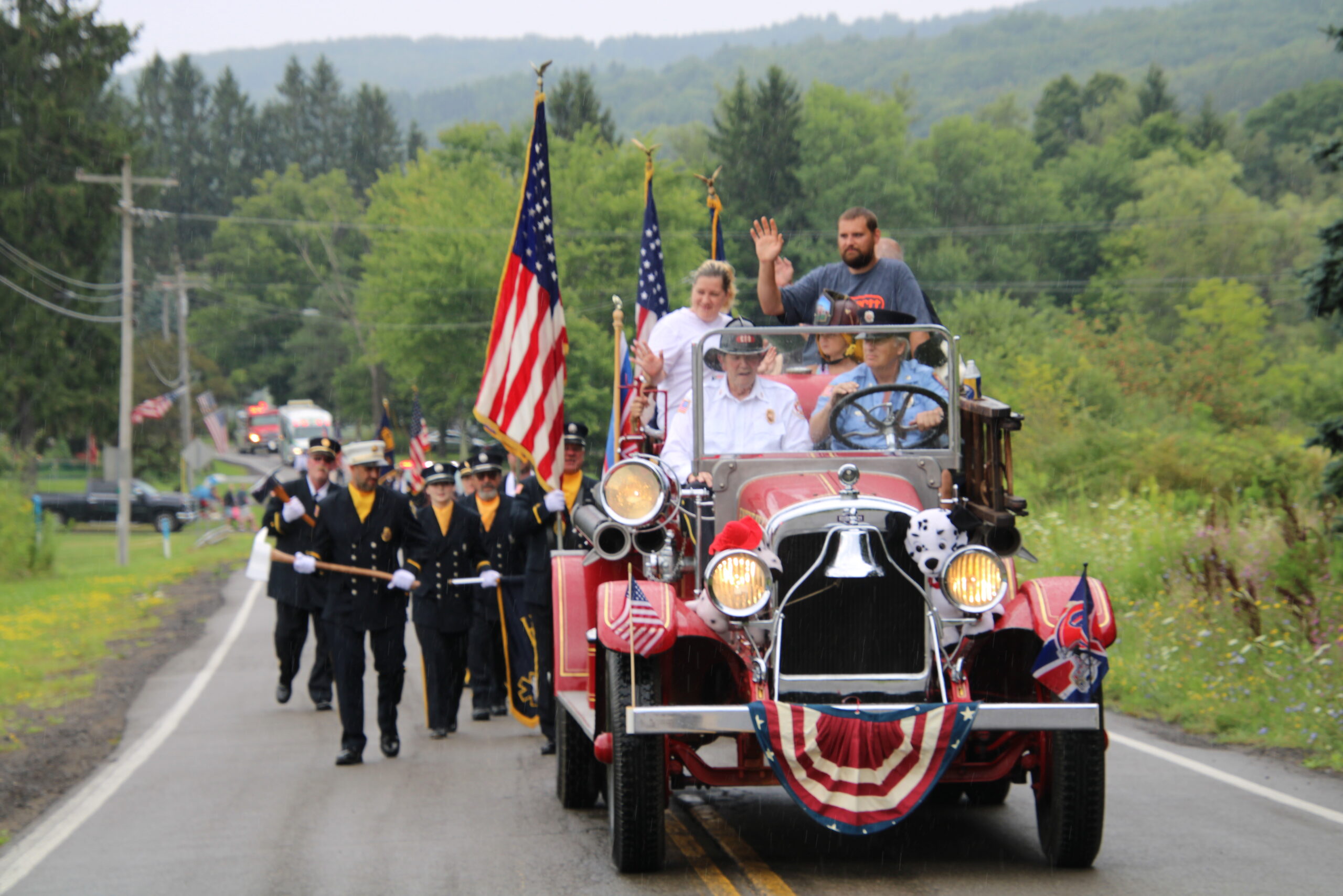 (Rick Miller/Olean Star) The Highland Hose Co. of Derby in Erie County won second place in the Best Appearing Fire Company competition at the 116th Southwestern Association of Volunteer Firemen in West Valley on Aug. 30.