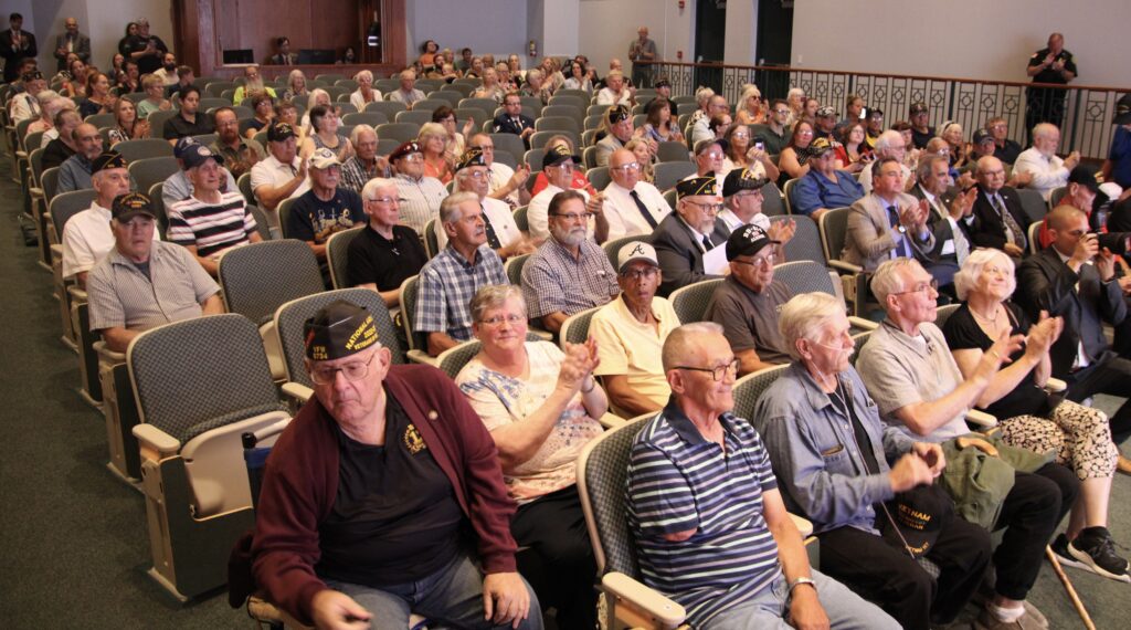 (Rick Miller/Olean Star)
Vietnam-era veterans from Cattaraugus and Allegany counties gathered at the Cutco Theater at JCC Wednesday for a 50th anniversary Pinning Ceremony organized by Rep. Nick Langworthy.