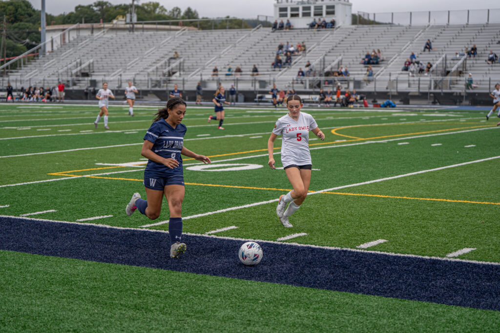 Photo by Hunter O. Lyle  Rory Hollebeke fights for possession against Warren’s Peyton Wotorson during Bradford’s win on Wednesday. 