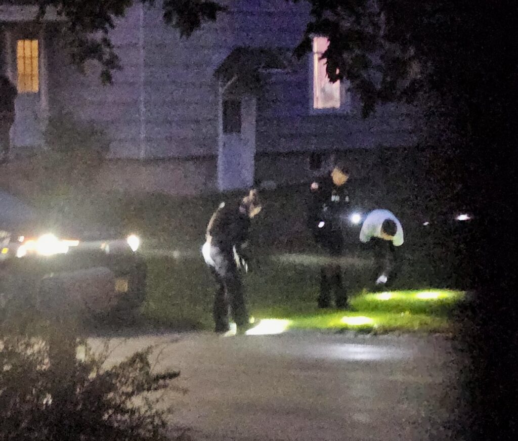 (Facebook)
Olean Police using flashlights look for evidence Tuesday night after a drive-by shooting on Seneca Avenue left an 11-year-old boy with a gunshot wound to his leg. A gold pickup truck was believed involved in the shooting.