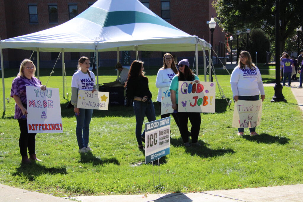 (Rick Miller/Olean Star)
Volunteers cheer participants at the finish line of the Southern Tier Walk to End Alzheimer's at JCC Saturday.