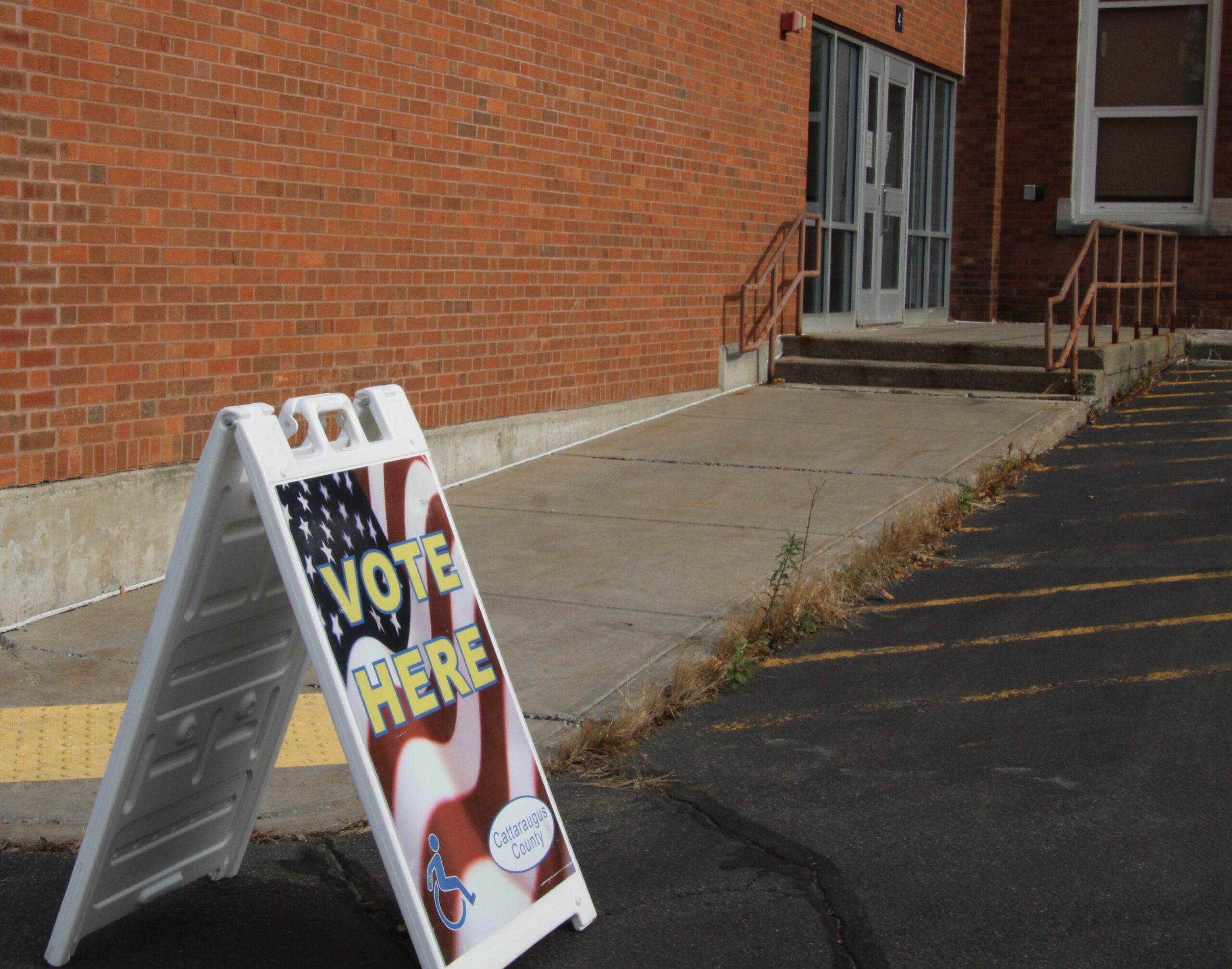 (Rick Miller/Olean Star) This sign is outside the Cattaraugus County Board of Elections office in LIttle Valley at the former elementary school on Rock City Street.