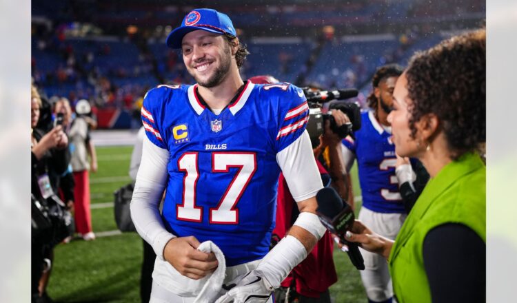 Josh Allen smiles after win.