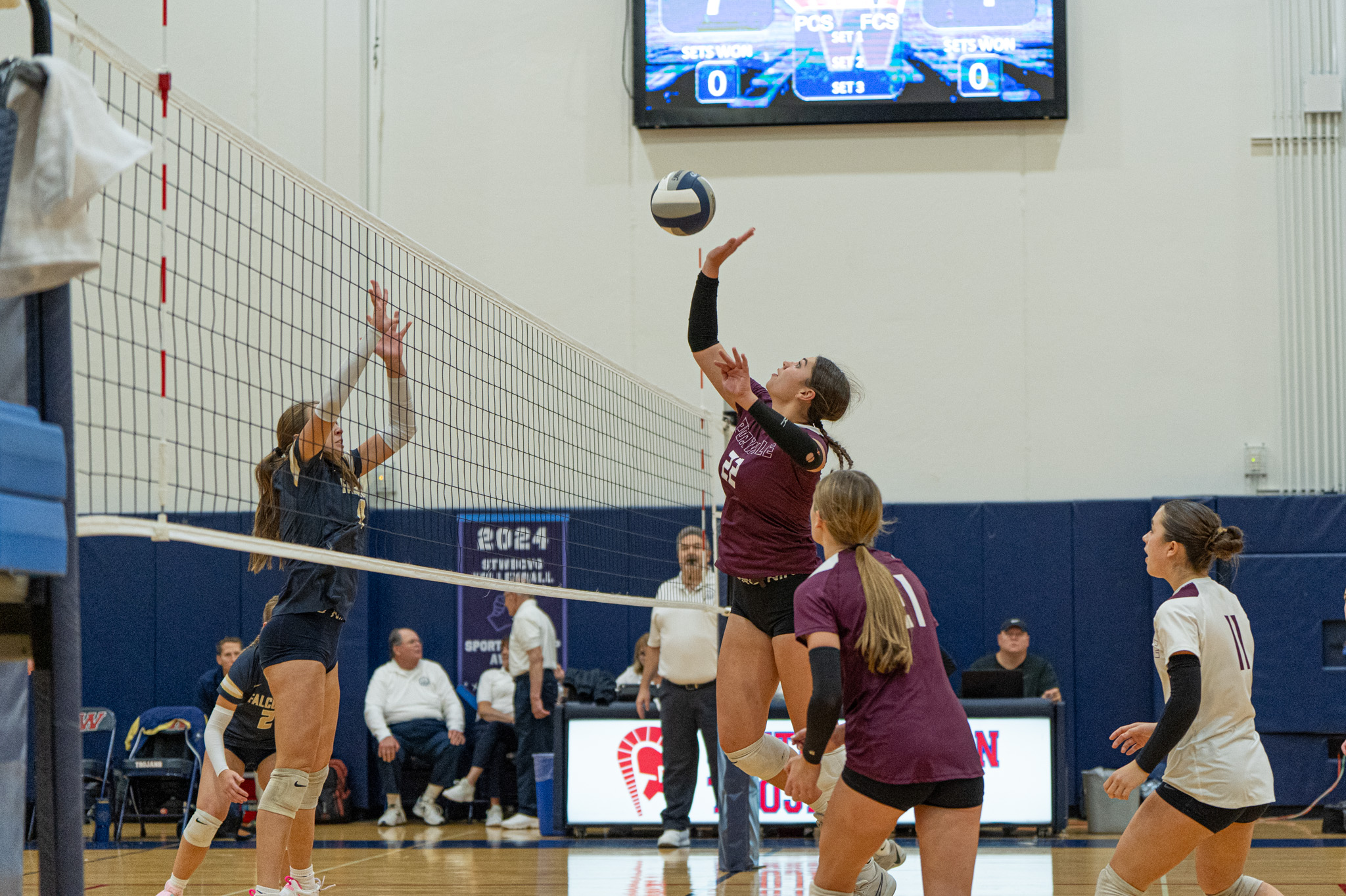 Portville's Ali Haynes rises up for a return over the net during the Lady Panthers' win over Falconer in the Section VI championships. On Sunday, Haynes led the Lady Panthers to their fourth consecutive New York State Championship, earning the Most Valuable Player award along the way. | File photo by Hunter O. Lyle