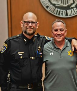 Newly elected Sheriff, Eric Butler, with former Sheriff Timothy Whitcomb