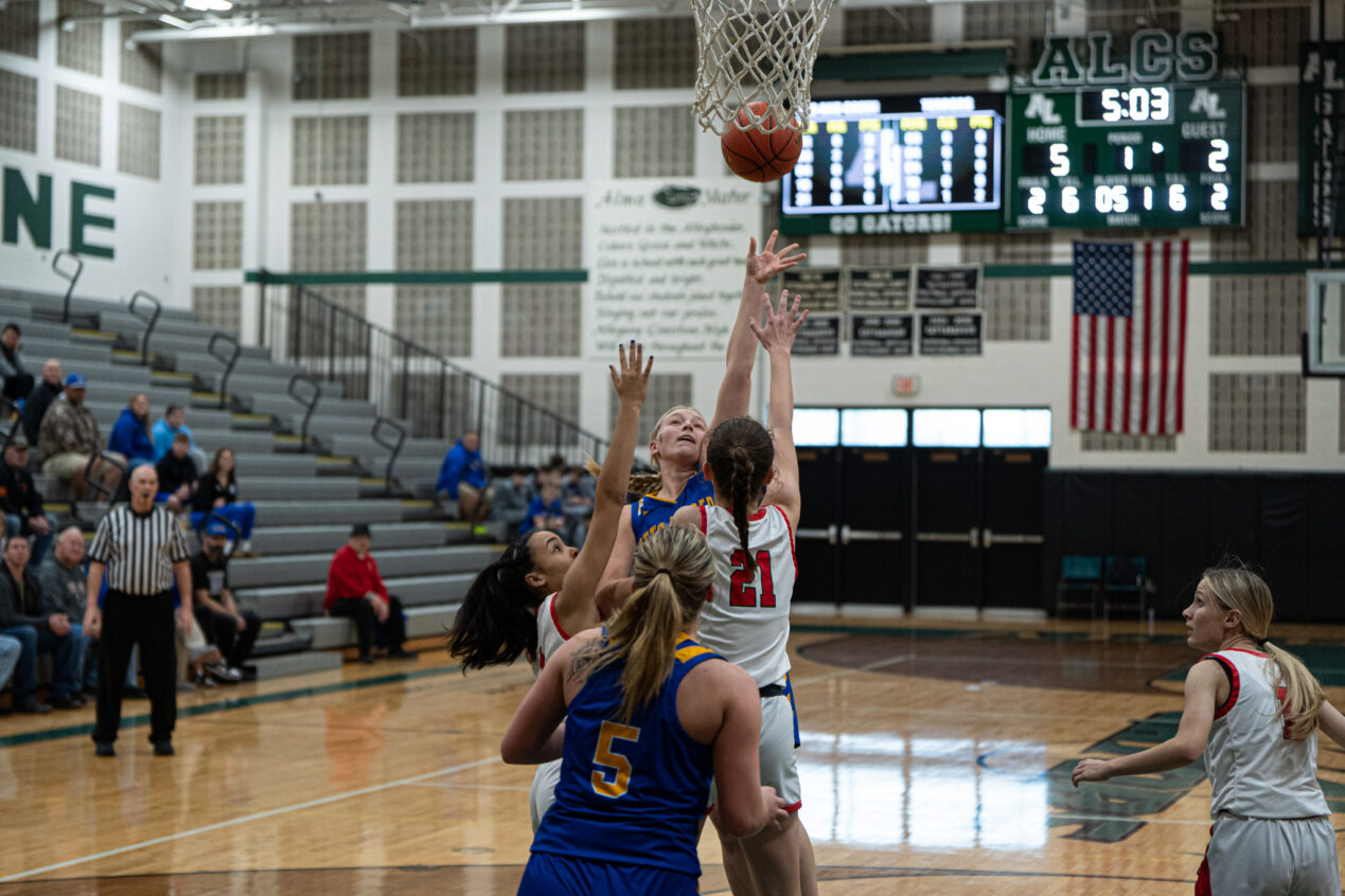 Otto-Eldred's Baylee Francis takes a contested floater during the Lady Terrors' win over Jamestown. Francis scored a team-high 18 points in the win. | Photo by Hunter O. Lyle