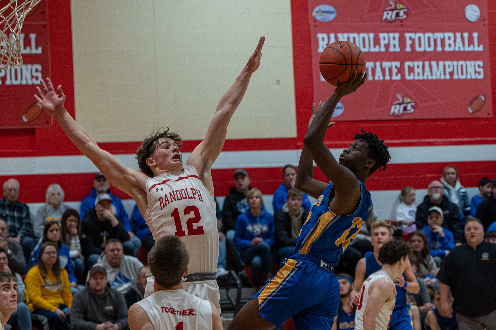 Otto-Eldred's Shene Thomas rises up for a contested jumper close to the rim. Thomas carried the Terrors through offensive struggles, ending with a team-high 20 points. | Photo by Hunter O. Lyle