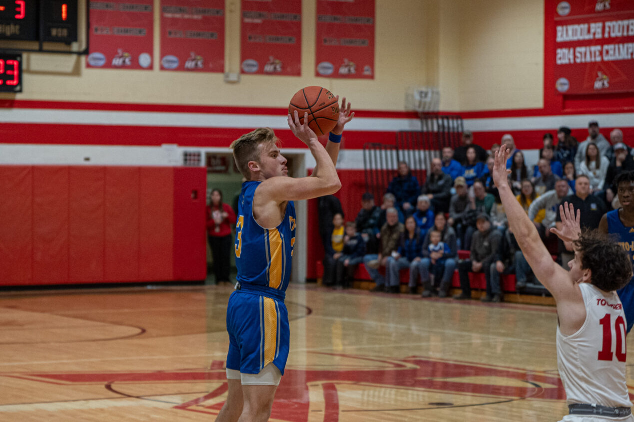 Landon Franics lines up a shot from beyond the arc during the Terrors' 60-35 win over Randolph. Through four quarters, Francis knocked down five 3-pointers. | Photo by Hunter O. Lyle