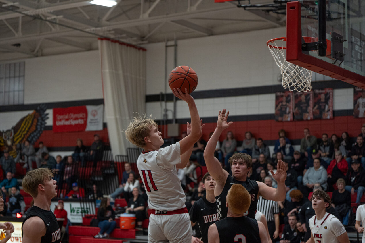 Marcus Terwilliger pulls up for a floater during the Owls' loss to DuBois. | Photo by Hunter O. Lyle