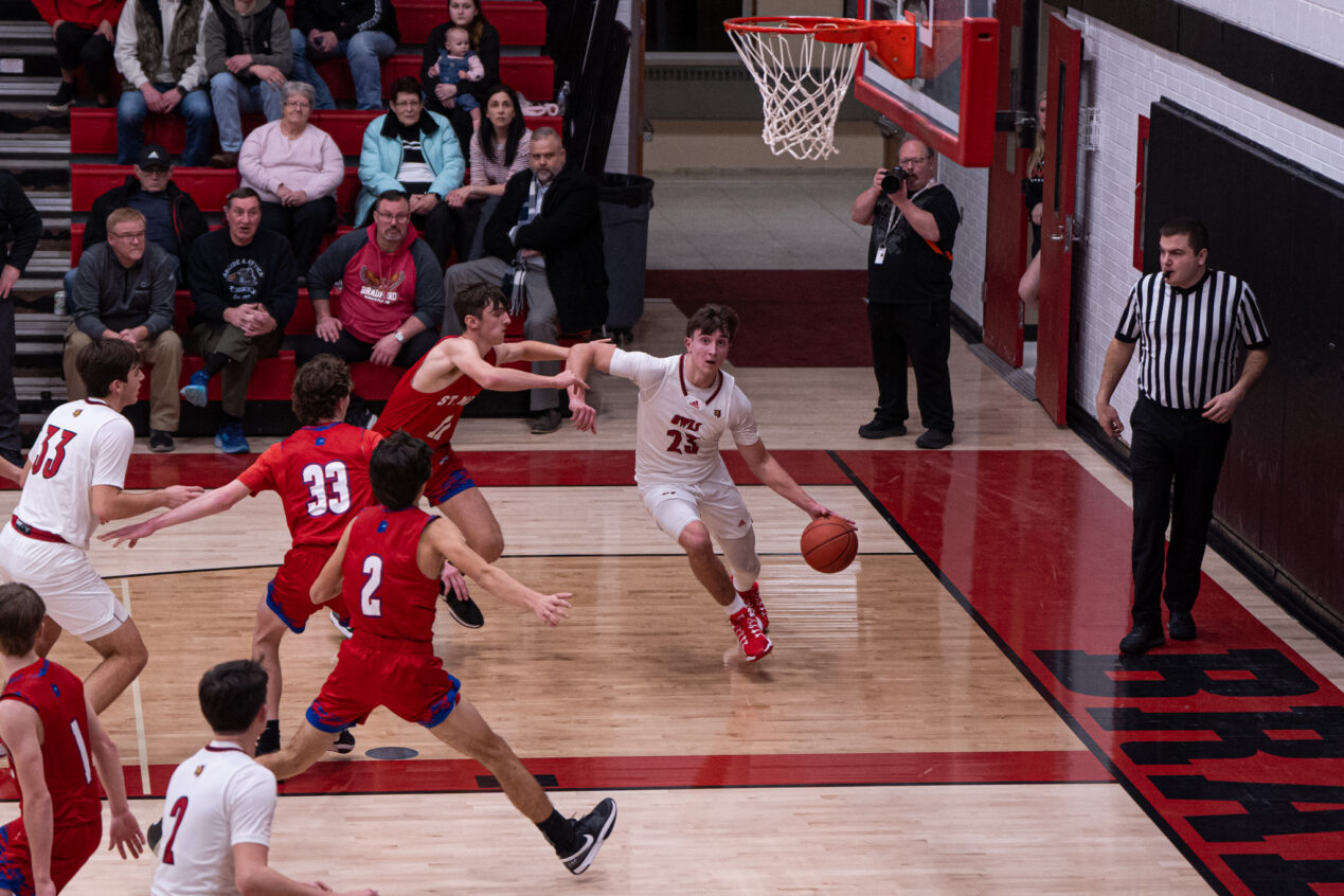 Bradford's Talan Reese prepares for lift off as he cuts down the baseline. In his third game back from injury, Reese scored a team-high 14 points. | Photo by Hunter O. Lyle