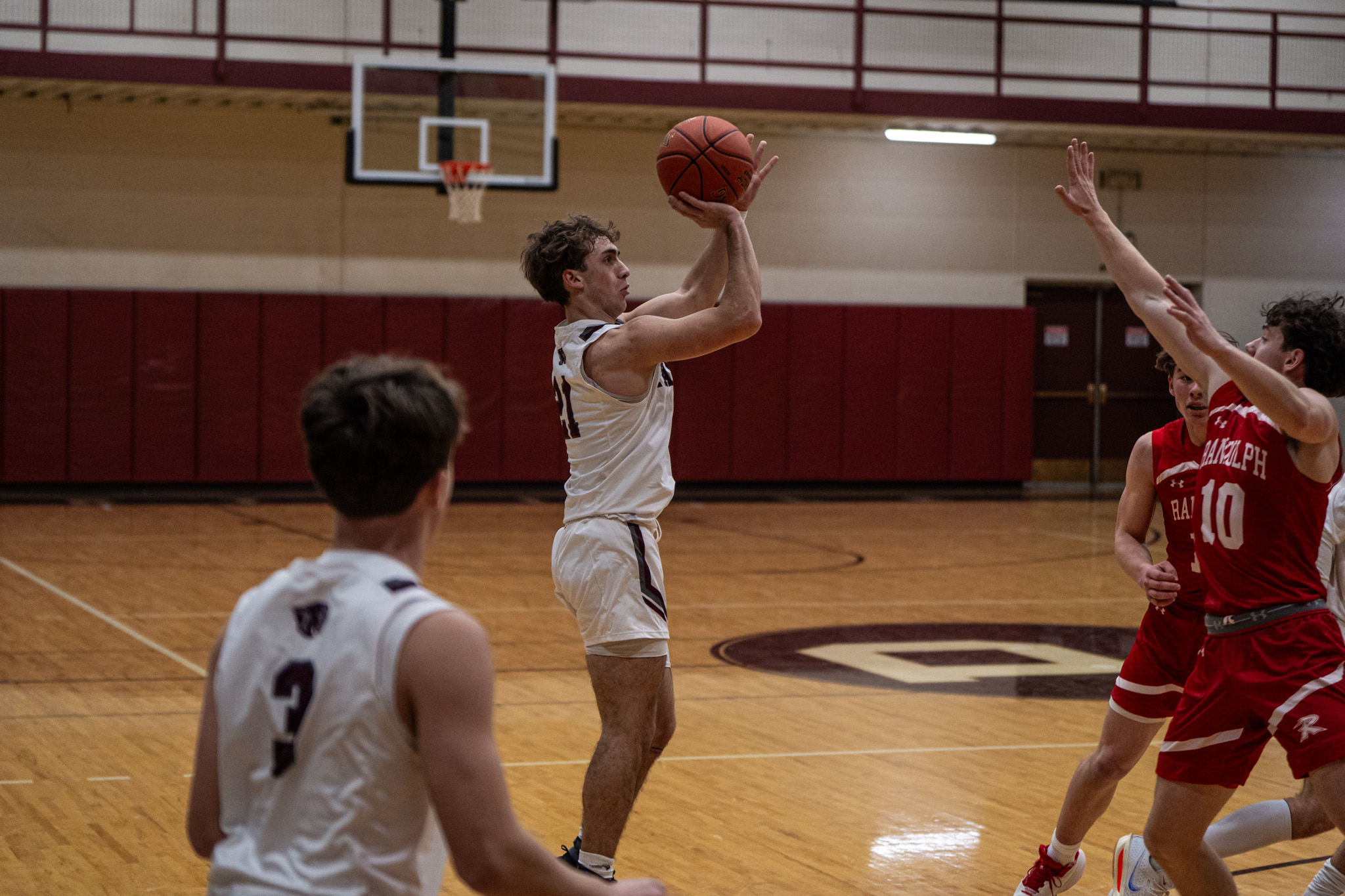Aidan DeFazio pulls up from deep during the Panthers' loss to Randolph on Tuesday. On Thursday, DeFazio would lead Portville to their first win of the season with a 30-point performance. | File photo by Hunter O. Lyle