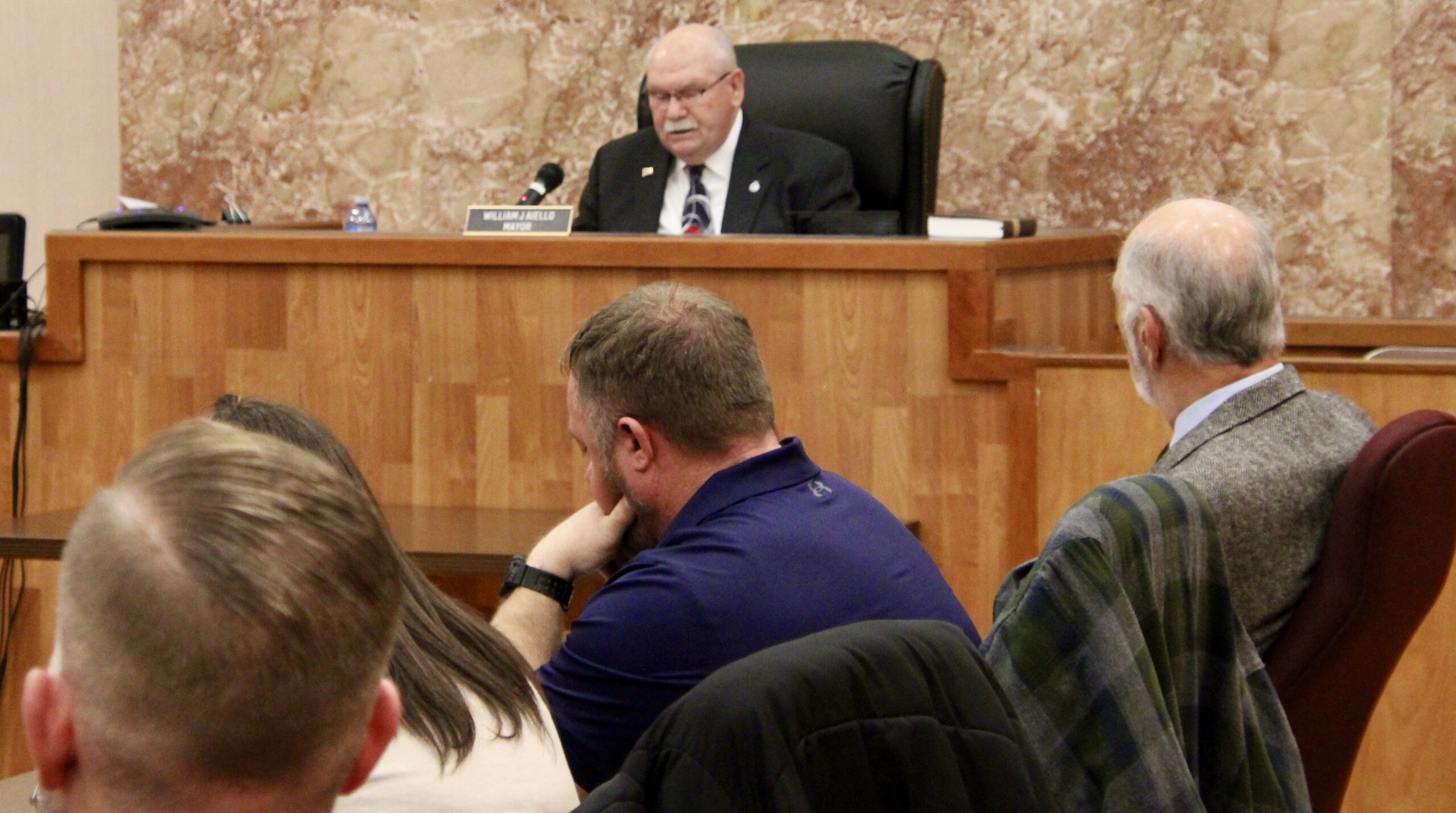 (Rick Miller/Olean Star) Olean Mayor Bill Aiello delivers his 2025 State of the City Address during the Common Council reorganization meeting Thursday night.