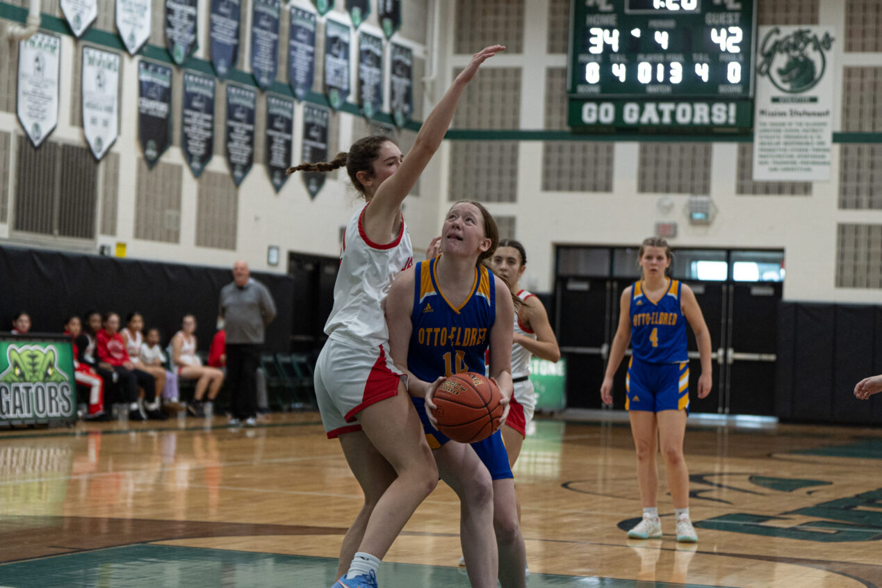 Otto-Eldred's Addie Bell goes up for a layup in the Lady Terrors' win over Jamestown on Saturday, Dec. 28. On Tuesday, Bell was one of five Lady Terrors to end in double-digit scoring in their win over Smethport. | File photo by Hunter O. Lyle
