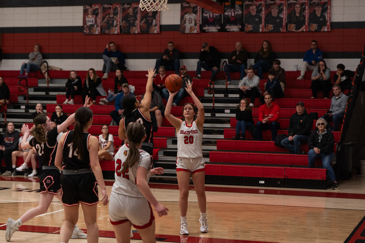 Mallory Craig takes a short jump shot for the Lady Owls during their 51-25 loss to DuBois. | Photo by Hunter O. Lyle