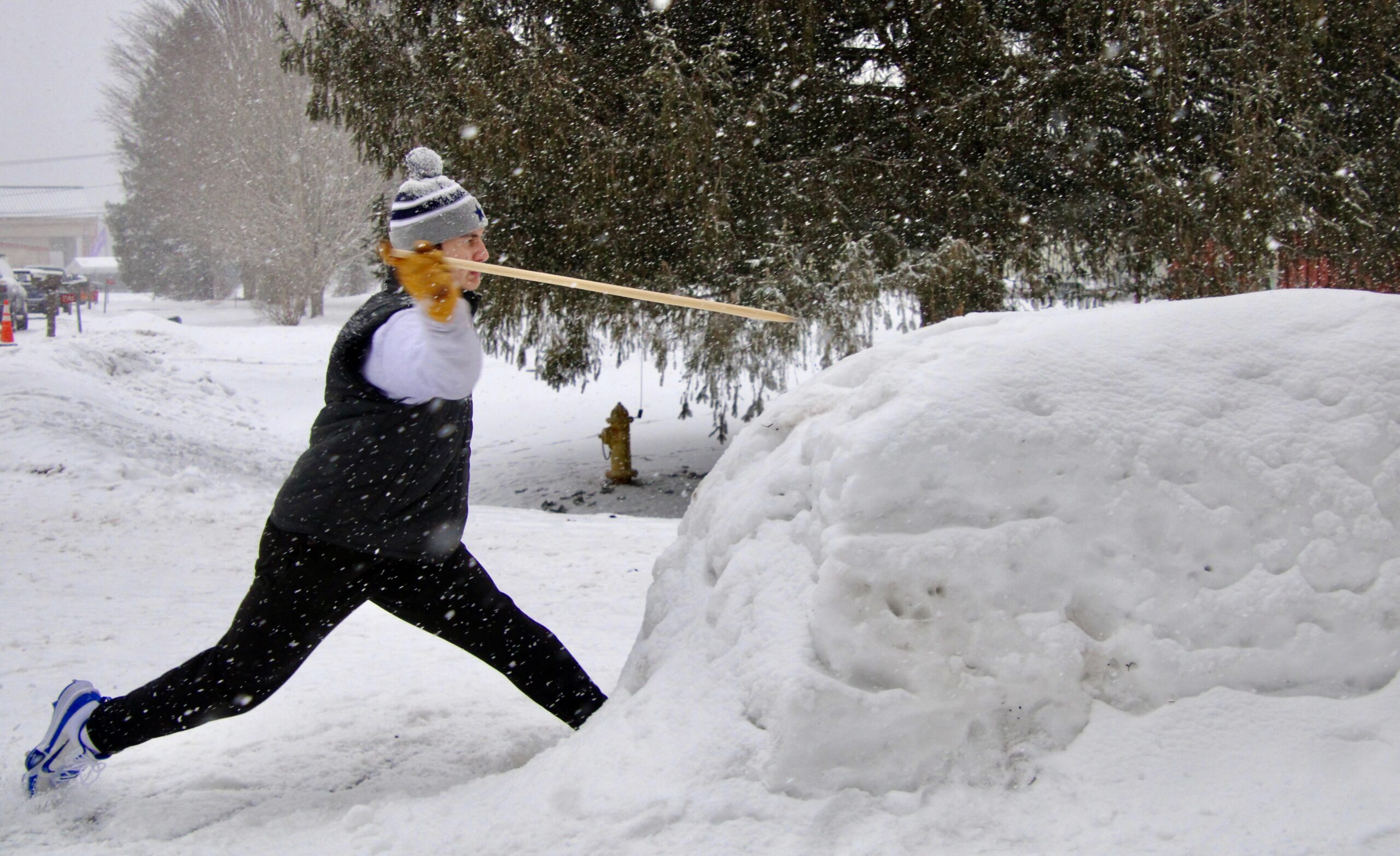 (Rick Miller/Olean Star) Dozens of participants in snowsnake competition in Jimersontown this weekend enjoyed the competition and camaraderie.