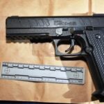 (NYSP Photo) This black BB gun pistol was recovered from the scene of a shooting on North Seventh Street in Olean early Wednesday after an Olean man pointed it at troopers. Three troopers shot Thomas A. Wright, 23, after he threatened them with it, body cam video shows.
