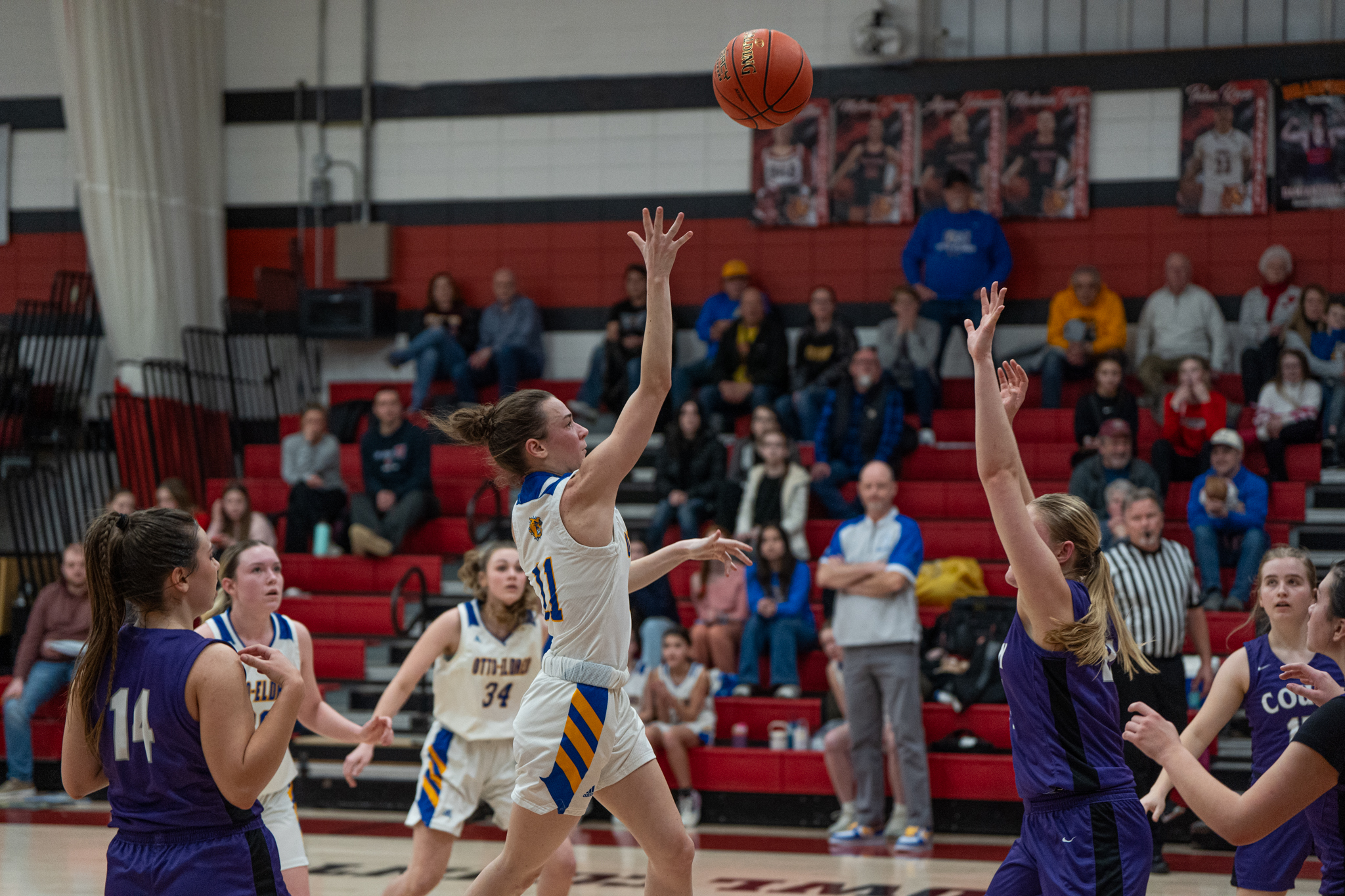 Addie Bell tosses up a floater during the Lady Terrors' loss to Coudersport in the North Tier League championship. | Photo by Hunter O. Lyle