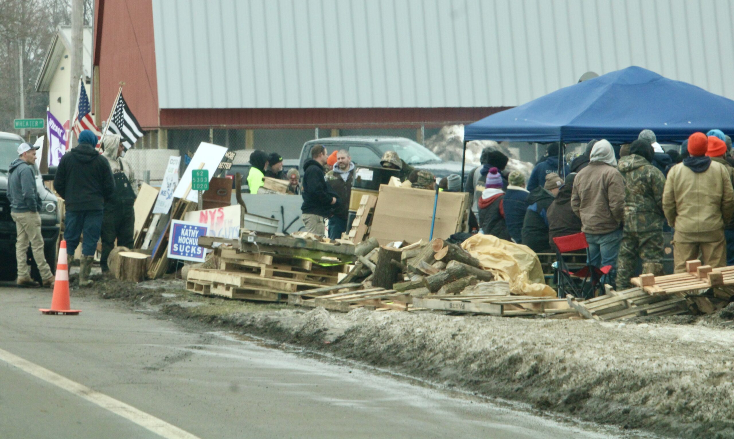 (Ricki Miller/Olean Star) Members of the striking Collins Correctional Facility corrections officers were at strike headquarters earlier this week outside the prison on Route 62 north of Gowanda.
