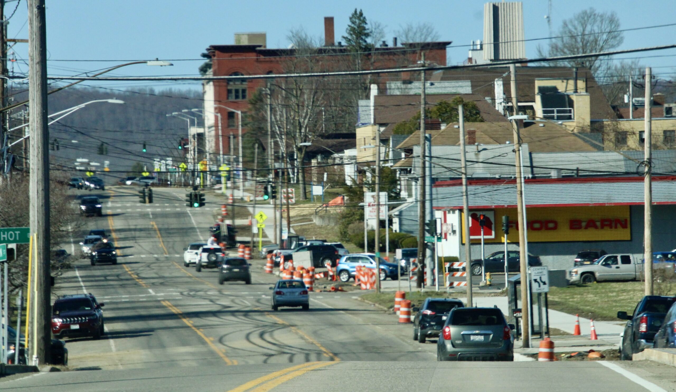 (Rick Miller/Olean Star) Construction work on Walkable Olean 4 — South Union Street from Franchot Boulevard to State Street — resumed Monday by Millennium Construction.