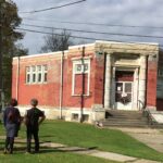 (Rick Miller photo) C.A.M.P. (Committee Advocating Memorial Preservation) officials stand outside the Cattaraugus County Memorial and Historic Building in Little Valley in October 2017 after they purchased it from the county. The building may soon be listed on the state and federal Registers of Historic Places.