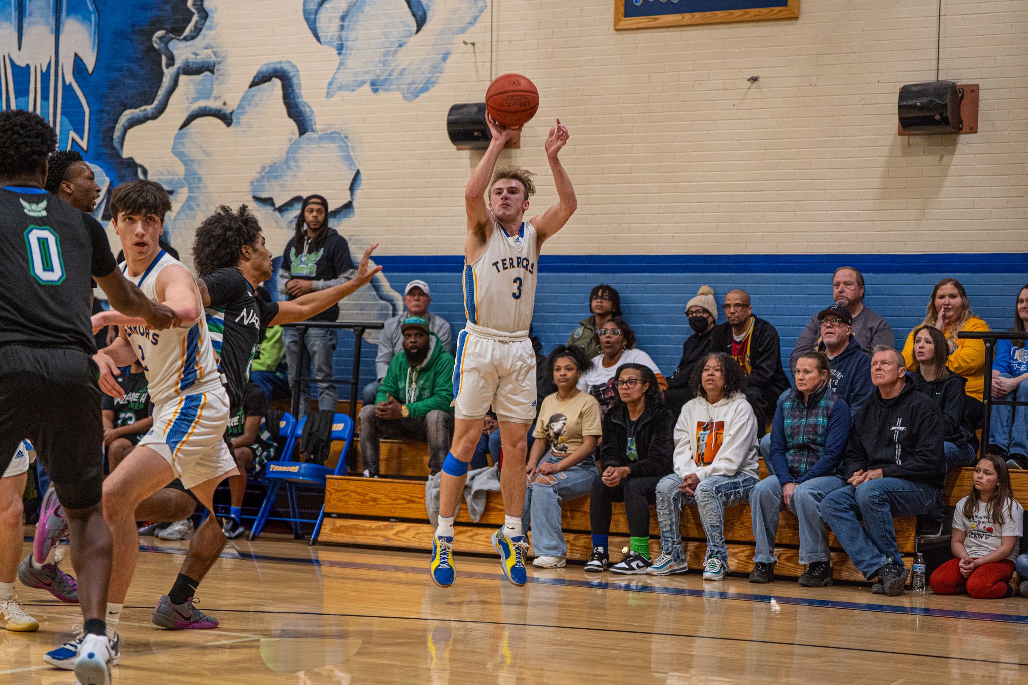 FILE: Otto-Eldred's Landon Francis takes and makes a 3-pointer during the Terrors' win over Nazareth Prep on Friday, March 7. | File photo by Hunter O. Lyle