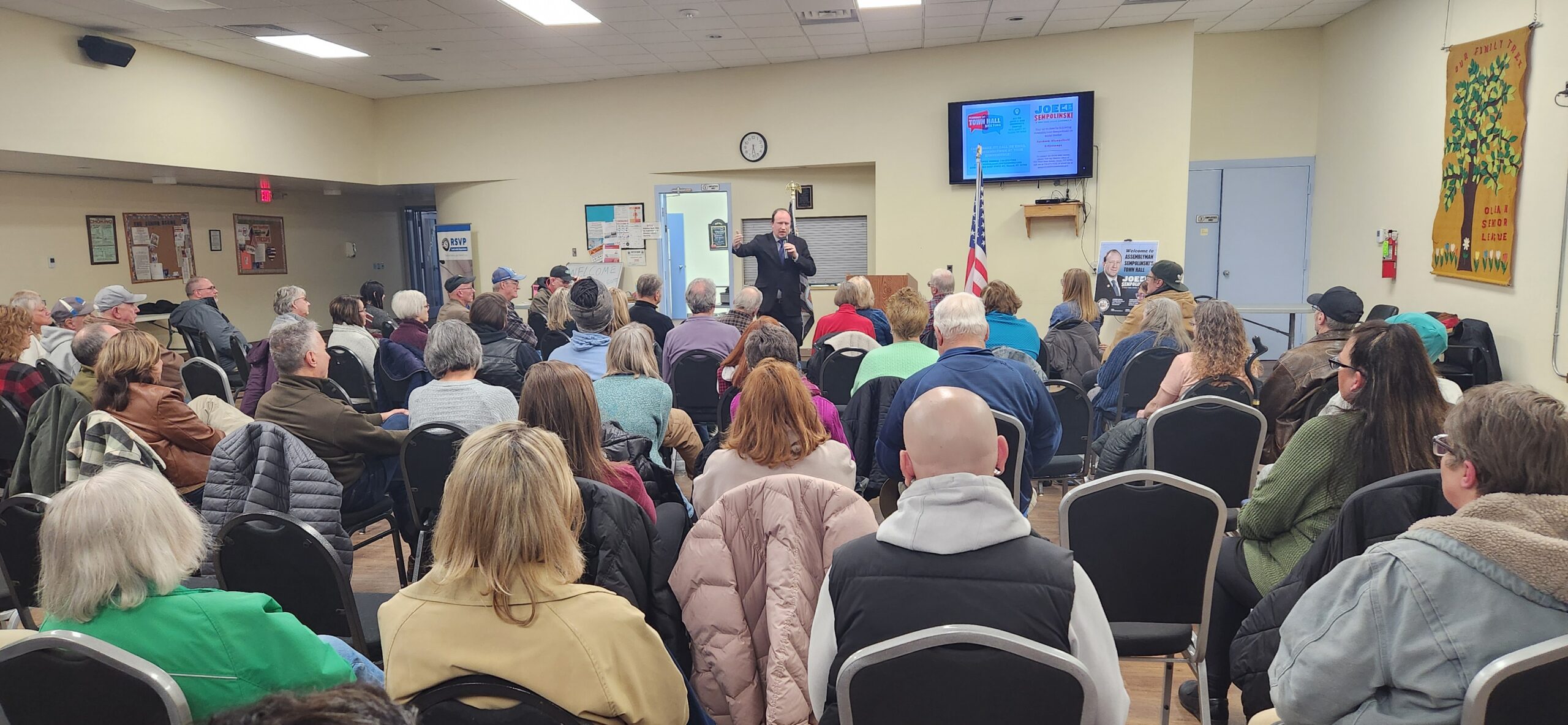 (Photo provided) Assemblyman Joe Sempolinski held his first town meeting as the 148th Assembly District representative at the John J. Ash Center in Olean Thursday night.