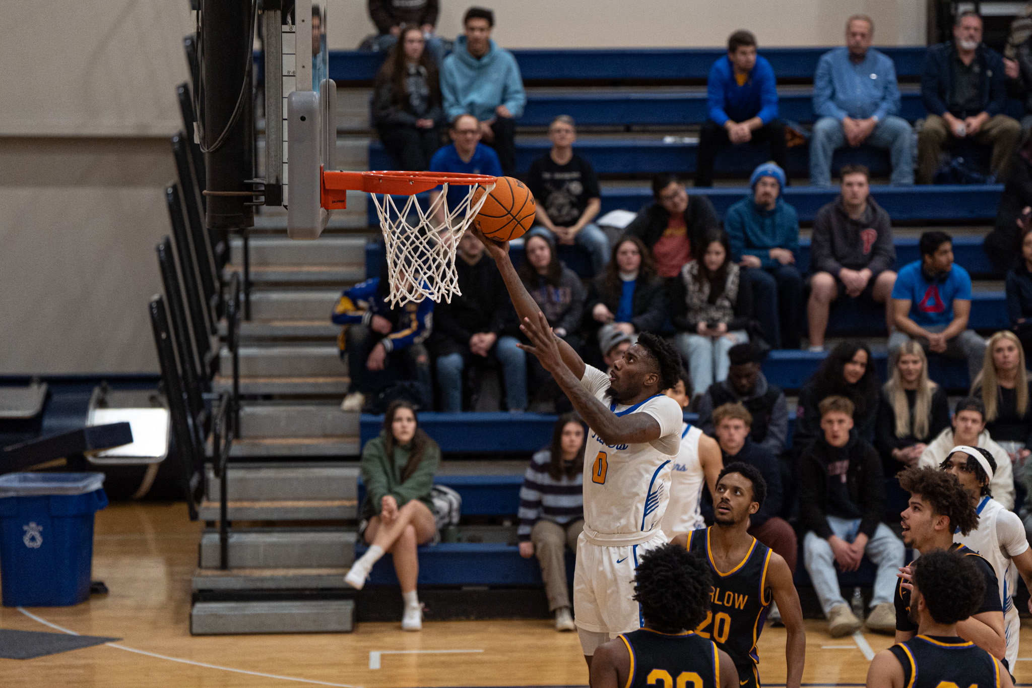Pitt-Bradford's Jamarion Butler glides to the rim during the Panthers' win over Carlow on Wednesday, Jan. 8. Leading the conference in scoring, Butler ended his collegiate career by being named the AMCC Player of the Year. | File photo by Hunter O. Lyle