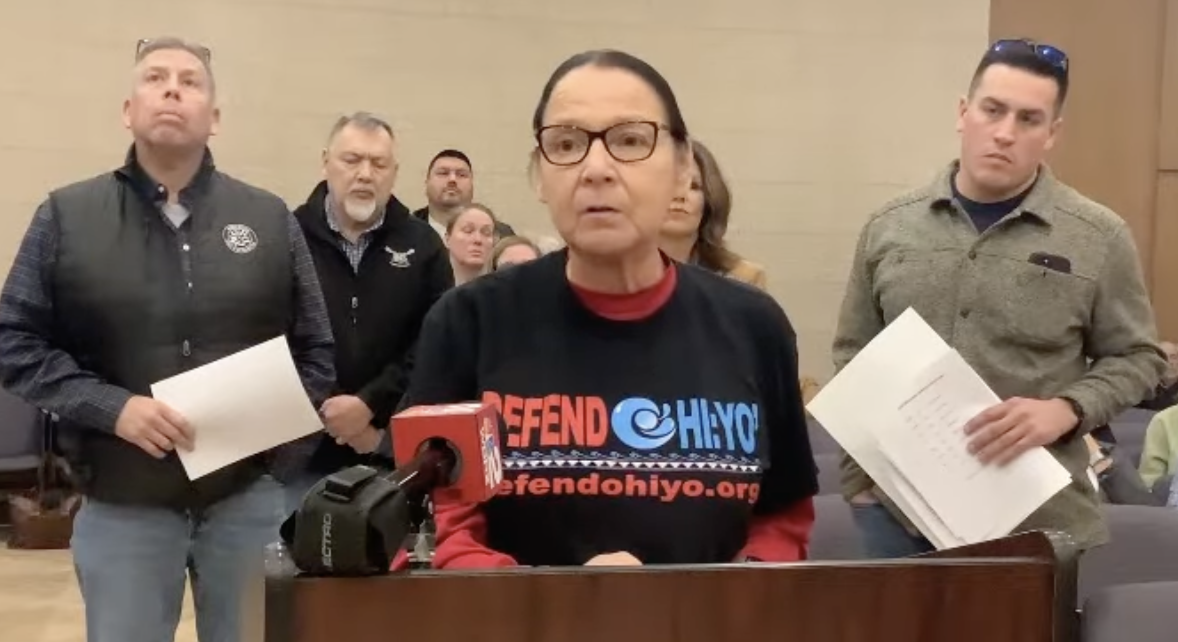 (City of Olean) Seneca Nation Tribal Councillor Tina Abrams scolds Olean Mayor Bill Aiello and Common Council members Tuesday for the city’s inaction on preventing sewage overflows into the Allegheny River in times of heavy rains.
