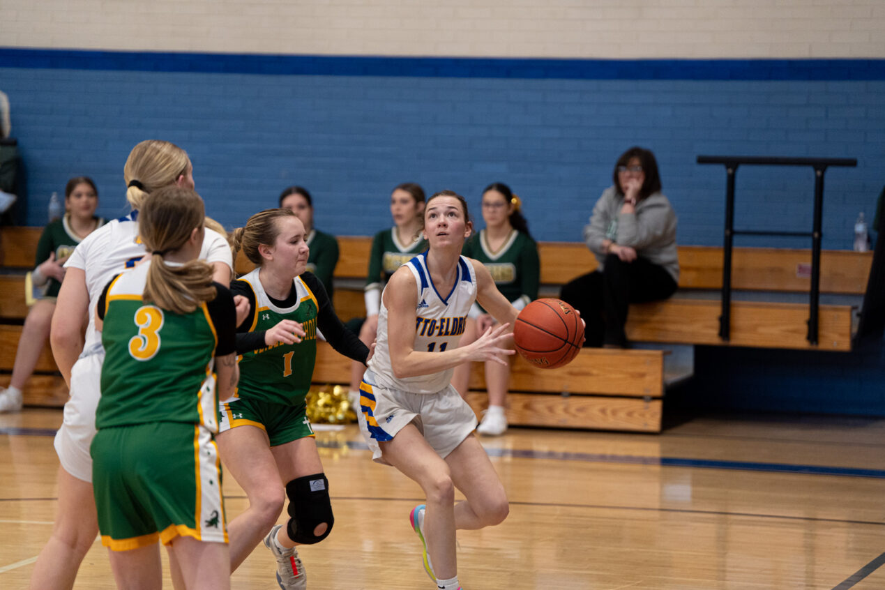 Otto-Eldred's Addie Bell eyes the rim during the Lady Terrors win over Geibel Catholic in the first round of the PIAA state tournament. Bell would end with 17 points in the win. | Photo by Hunter O. Lyle