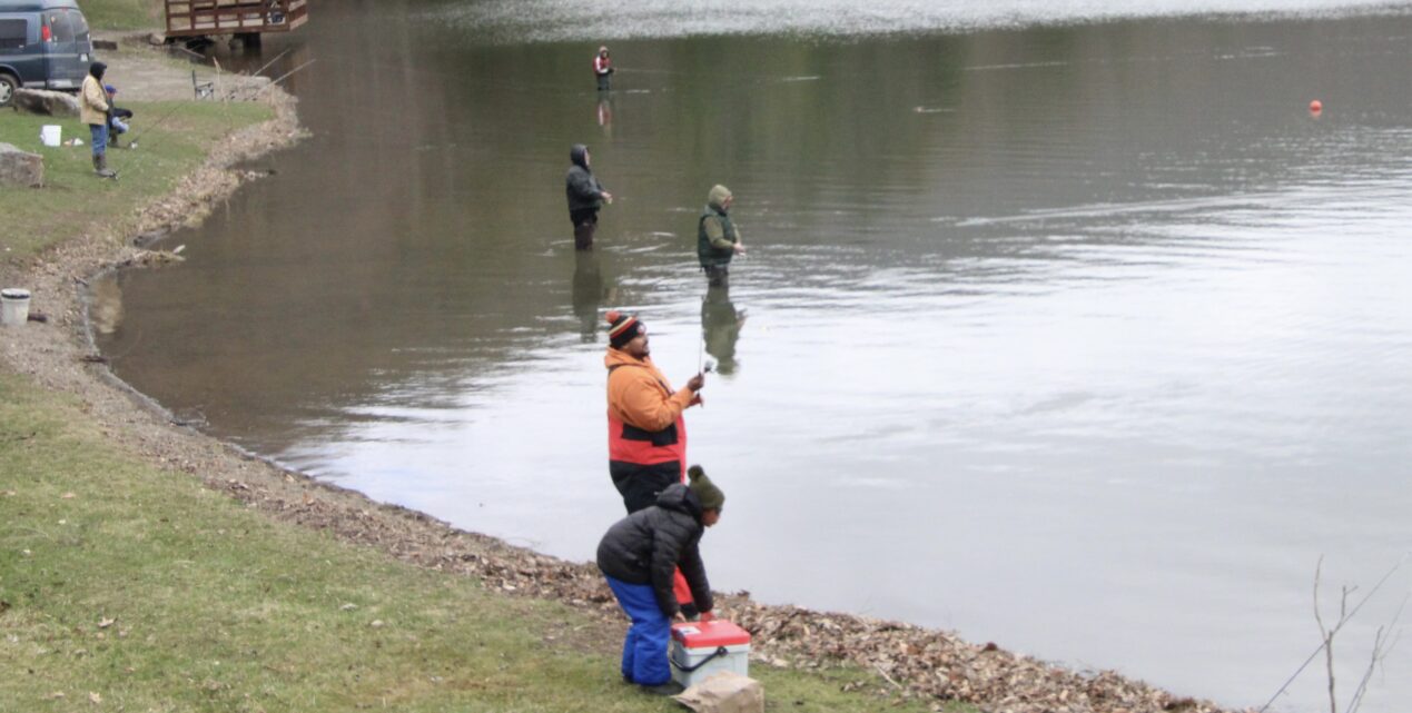 (Rick Miller/Olean Star)
Fishermen at Quaker Lake in Allegany State Park fish o the first day of trout season in New York on Tuesday.