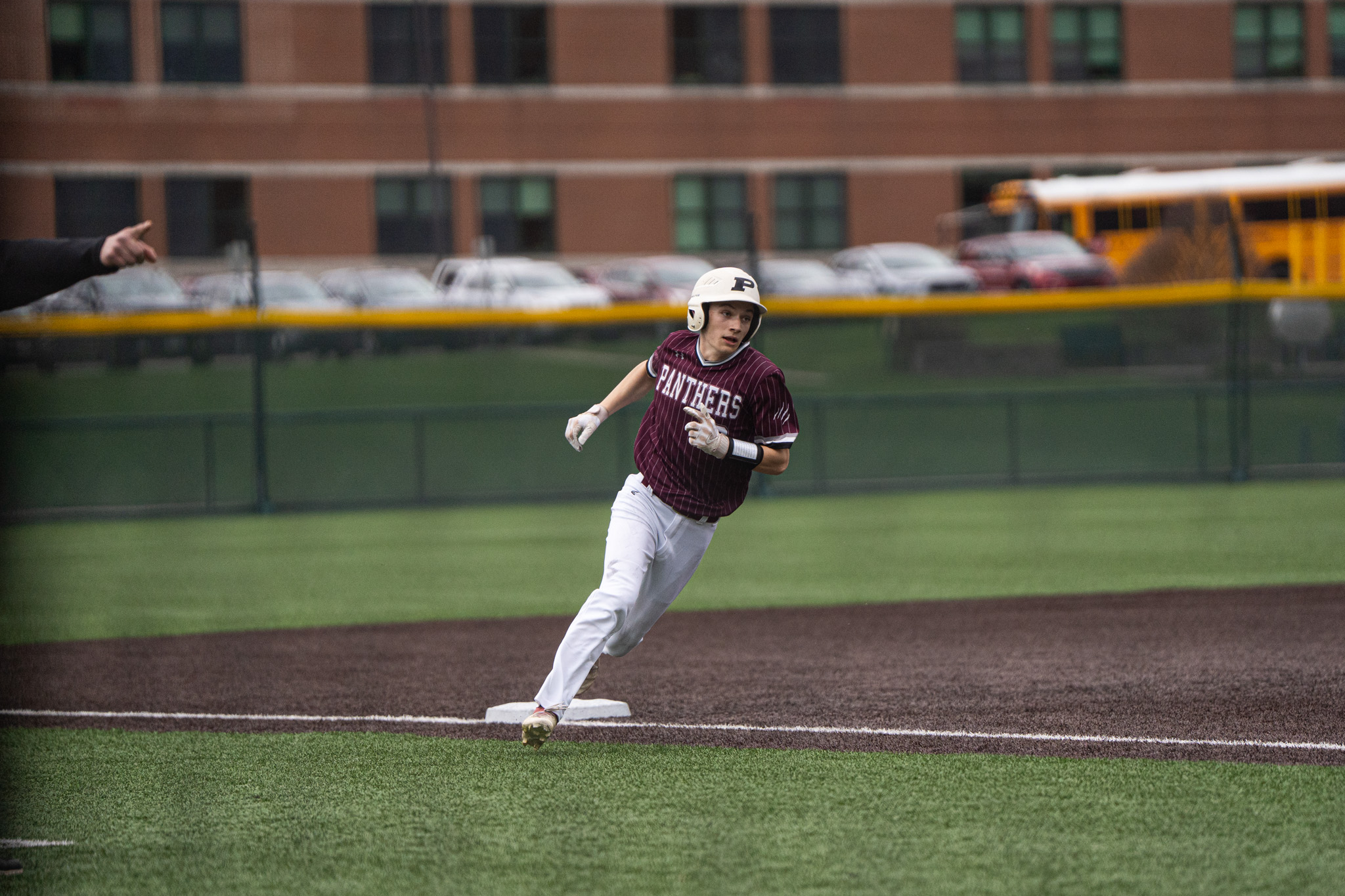 Portville's Brady German rounds third on his way to home plate during the Panthers' 7-6 win over Bradford. | Photo by Hunter O. Lyle